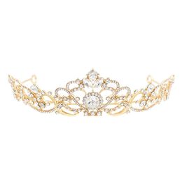 Bandons de la boutique de mariage Classic Boutique Sparkle Gold Set avec Diamond Half Arc Bride Princess Queen Crown Jewelry Gift Dhqcz