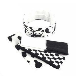 Hoofdbanden Fashion Cow Black Wit Zebra Patroon Hoofdband Yoga Gym Gym Stretband Patroon Gebreide Hair Band Vrouwen Hoofdkleding J230502