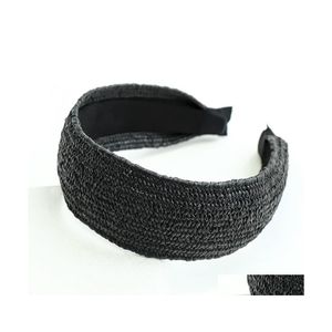 Hoofdbanden mode handgemaakte brede zijde eenvoudige hoofdband st wever haarband vrouwen elegante raffia gras knoop haarband meisjes haren toegang otuv7