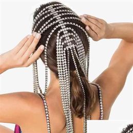 Diademas Venta de moda Diadema nupcial Borla larga Accesorios de cadena para el cabello Adecuado para mujer Crystal Mti Strand 210707 Drop Deli Dhbew