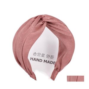 Hoofdbanden mode brede dames vrouwelijke knoop voor meisjes eenvoudige solide kleuren doek haarbanden haar hoepel vrouwen ADT haren accessoires drop de otv6q