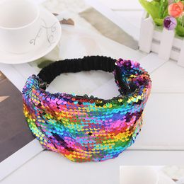 Hoofdbanden visschaal pailletten paillette hoofdband diy haarbanden wrap voor vrouwen kinderen mode sieraden drop levering haarjewelry dh6et