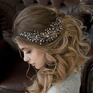 Hoofdbanden Gold Crystal Pearl -hoofdband voor bruiloften Bruid Koofetpiece Ivoor Haar Vine kralen Haarband Haarstukje Haarstukje BRIDESMA YYDHHOME AMY0R