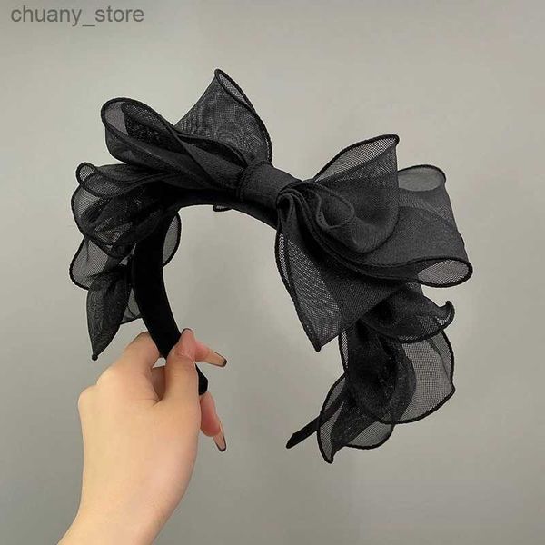 Bandons Accessoires de cheveux pour les femmes de tête de groupe de chef Summer Hoop Bows Girl Fashion Korean Lot New Lolita 2022 Vintage Fascinator Fairy Y240417