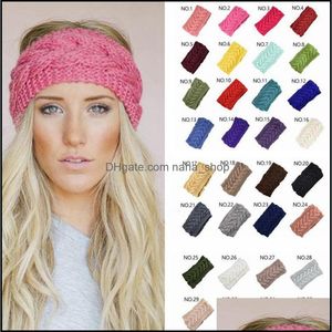 Bandeaux Bijoux de cheveux 32 couleurs bande tricotée mode Crochet bandeau hiver chaud laine bandeau filles bandeau écharpe Turban accessoires Drop De