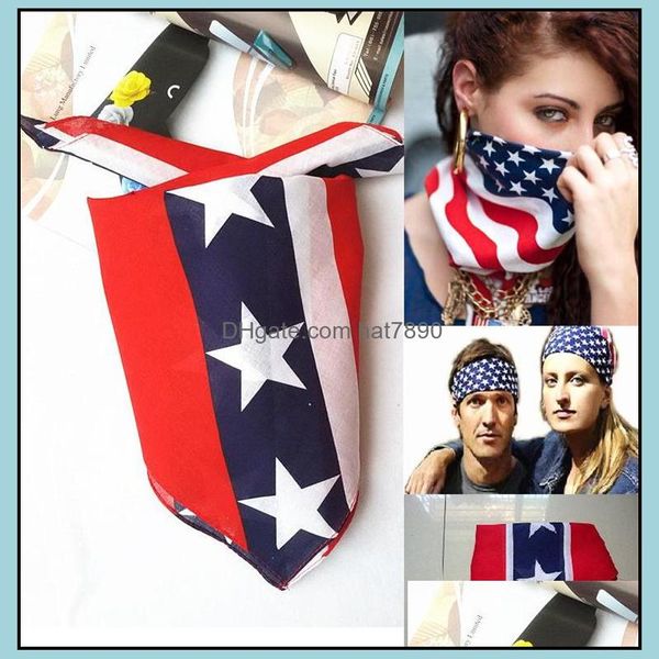 Diademas Joyería para el cabello 60 piezas 55 * 55 cm 100% algodón Confederado Hiphop Bandanas Guerra civil Batalla Bandana Headwrap Bandera al aire libre Pañuelo 0383 Dr