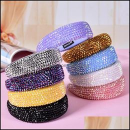 Hoofdbanden Haar sieraden Barokke hoofdband Fl van diamanten band brede zijde verdikte spons Rhinestone Accessoires Ladies Hoofdtooi Drop levering