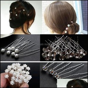 Diademas Joyería para el cabello Estilo coreano Mujeres Boda Aessories Nupcial Perla Horquillas Flor Cristal Rhinestone Pasadores Clips Dama de honor Gota Deliv