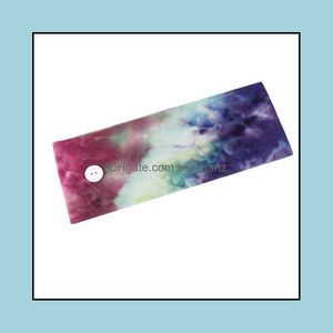 Hoofdbanden Haar sieraden Nieuw ontwerp Tie-Dye Elastische brede tulband met knop 4 Colros Face Holder dragen Beveiligingsoren Sport Haarbanden Drop del