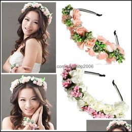 Bandeaux Bijoux De Cheveux Femmes Fleur Filles Floral Diadèmes Couronnes Mariée Guirlande De Mariage Guirlande Drop Delivery 2021 Yggbh