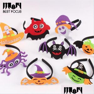 Hoofdbanden Halloween Hoofdband Furry Devil Cat Head Hoop Fijn haar ornamenten voor meisjes Skelet -accessoires Hoofdkleding Sexy band 120pcs/lo Dhou2