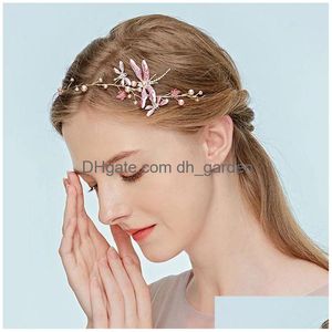 Bandeaux À La Main Rose Libellule Coiffe Perles De Mariage Bandeau Boho Bijoux De Cheveux De Mariée Pour Les Femmes Bande Drop Livraison Je Dhgarden Dh8Dm