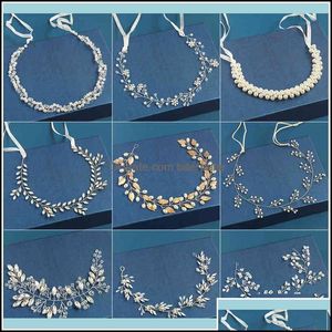 Hoofdbanden Hoofdbanden Sieraden Wedding Crystal Pearl Hoofdband Tiara Bloemhoofdtool Vine Women Bruidaal Haar Aessories Drop levering 2021 OT9A1