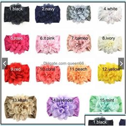 Diademas Tandillas de cabeza de diadema Cabello de nylon Wraps Big Chiffon Flower Elastics para bebés Nacios Nacidos para niños pequeños niños Drop entrega Jewe Dhms5