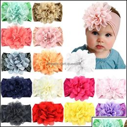 Diademas Diademas Diademas de nailon Envolturas para el cabello Elásticos de flores de gasa grandes para bebés Nacidos Niños pequeños Niños Entrega de gotas Jewe Dhbp8