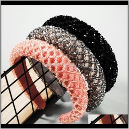 Hoofdbanden Sieraden Drop levering 2021 ZA Crystal Hair Band Womens Simple Elegant Wide Side Hand Sewn Sponge Headband Pdboy