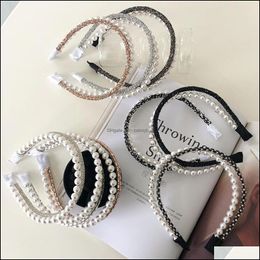 Hoofdbanden sieraden sieraden modehoofdband voor vrouwen parels strass haarband glanzende handgemaakte verse headweer veer casual haar aessories