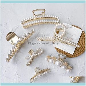 Hoofdbanden Jewelryclips For Women Style Pearl Geometric Fashion Pin Light Luxe Crystal Elegant Hair Aessories Sieraden hele drop levering 2