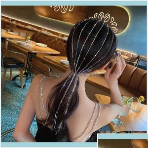 Hoofdbanden sieradenfyuan Shine FL Rijnbaring hoofdband voor vrouwen lange kwast kristal haarclip feest haar aessories sieraden drop levering dhxom