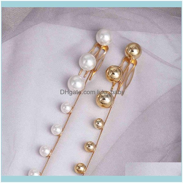 Bandons JewelryJujia simulation perle longue chaîne de pavage de pavage de mariée outils cristallins Clip pour femmes Aessories Hair Jewelry Drop Livraison