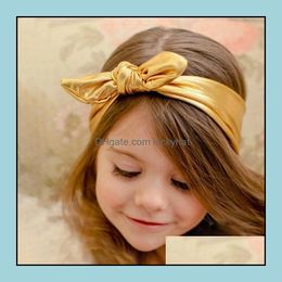Hoofdbanden sieraden twinkelende vergulden boog knoop hoofdband haar wrap mode sieraden voor kinderen meisjes geschenken drop levering 2021 oa3gq