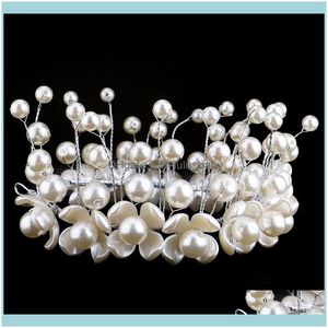 Diademas Jewelrywhole Fishion Style Pearl Flower Hecho a mano Nupcial Crown Wedding Hair Jewelry Crystal Tiara para mujer Regalo Maea99 Drop Delive