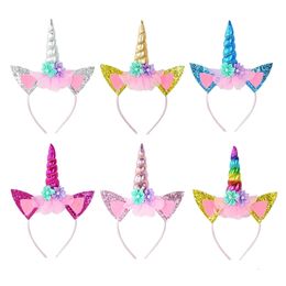 Diademas Niños Unicornio Diadema Baby Shower Cumpleaños Niña Headwear Fiesta Aro para el cabello Diademas Niños Accesorios para el cabello Unicornio Decoración de fiesta 230826