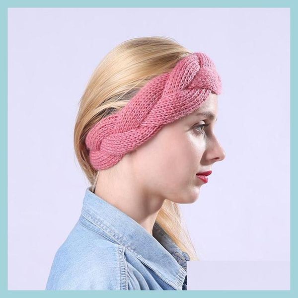 Diademas de punto Trenza Diadema Invierno Cálido Elástico Bandas para el cabello Headwraps Accesorios para mujeres Niñas Moda Regalo Gota Entrega Joya Dhxuo