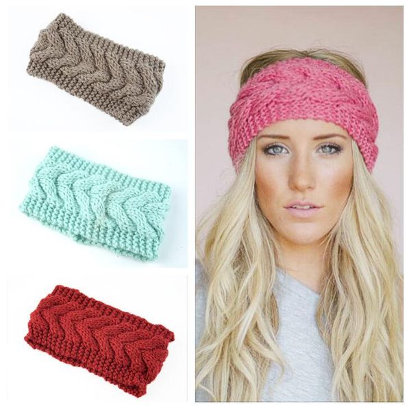 Bandeaux Tricot bandeau de cheveux mode Crochet bandeau hiver chaud laine Crochet Turban filles bandeau écharpe élasticité cheveux accessoires LSK632