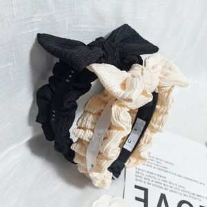 Diademas Diadema plisada coreana Estilo lindo para mujer Diadema de alta calidad Blanco y negro Diseñador de lujo Diadema con lazo Chica Familia Regalo de cumpleaños Diadema