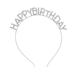 Hoofdbanden brief verjaardag kroon hoofdbanden voor volwassenen kristal vrouwen feest zilveren roségoud kleur
