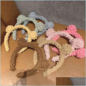 Hoofdbanden Little Bear Ears Haarspelpin Plush Wash Ones Face Hoofdband Mooie super schattig haarband Vrouw 1 75YZ Y2 Drop Delivery 2021 Jewel Dhyhk