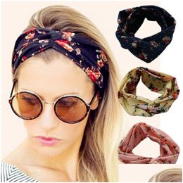 Bandeaux Designer de luxe Impression Twisted Noeud Bandeau Foulard Pour Femmes Stretch Sport Yoga Wrap Bandes Accessoires De Cheveux De Mode D Dhwbc