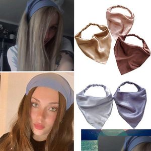 Bandeaux Nouvelle Couleur Unie Satin Triangle Écharpe De Cheveux Bandana Bande Paisley Bandanas Poignet Turban Chapeaux Accessoires Usine Dhgarden Dhxtn