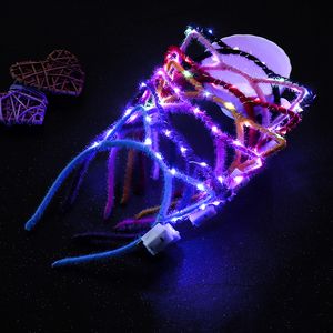 Bandons Nouveaux oreilles de chat LED élégantes Bandons pour les femmes filles Furry Devil Head Hoop Fine Hair Ornaments Accessoires