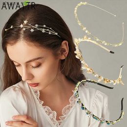 Bandons nouvelles femmes Crystal Bridal Crown Cairds Trendy Hollow Out Star Band Band Rhinestone Hoop Elegant Hair Accessories Bijoux Y240417