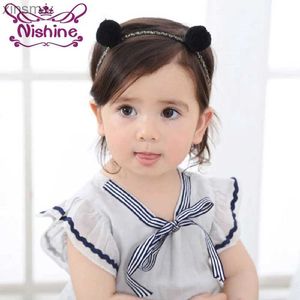 Bandeaux Nishine nouvelles filles mignon doux en peluche oreilles de lapin fourrure Double boule bandeau enfants Turban bandeau enfants élastique cheveux accessoires YQ240116