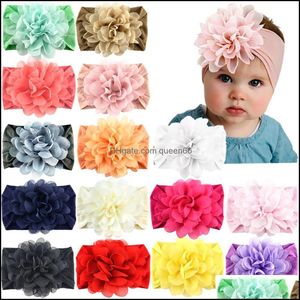 Hoofdbanden Nylon Hairbands Hair Wraps Big Chiffon Flower Elastics for Baby Girls Born Infant Todlers Kids Drop levering sieraden Hairj OTPMB