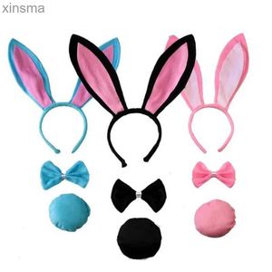 Hoofdbanden Feest Kinderen Bunny Oor Hoofdband Zwart roze wit Konijn oor Dierenhaarband Pluche Verjaardag Halloween Kostuum Cosplay YQ240116