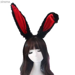 Bandeaux Rose mignon lapin oreilles de lapin bandeau japonais Halloween Lolita accessoires de cheveux faits à la main Cosplay Costume de fête noir YQ240116