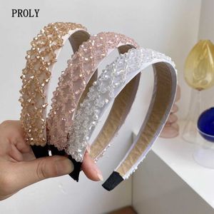 Diademas PROLY New Classic Hairband Turbante para mujeres Diadema con cuentas de cristal Retro Tejido a mano Sombreros de ala ancha Venta al por mayor T221007