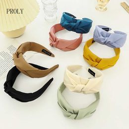 Diademas PROLY Nueva Moda Mujer Accesorios para el cabello Lado ancho Color sólido Diadema Centro Nudo cruzado Turbante Adulto Diadema Venta al por mayor T221007