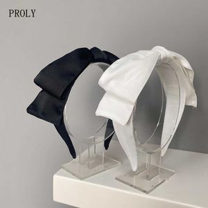 Diademas PROLY Nueva Moda Mujer Diadema Lado Ancho Doble capa Bowknot Headwear Color Sólido Turbante Niñas Accesorios Para el Cabello Al Por Mayor T221007