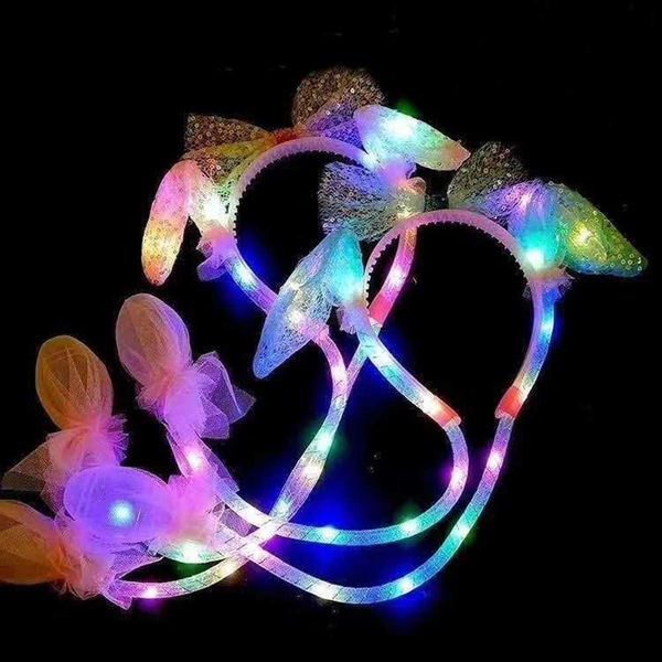 Bandeaux Lapin bandeau oreilles mobiles mignon dessin animé jouet Kawaii drôle cadeau d'anniversaire lapin LED bandeau cadeau de noël pour enfants adulte YQ240116