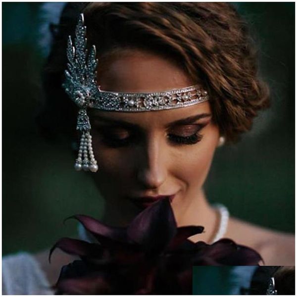 Bandeaux Sier 20S 1920S Bandeau Flapper Great Gatsby Bijoux Accessoires 221107 Drop Delivery Hairjewelry Dhnv7