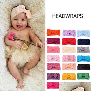 Hoofdbanden Solid Color Bowknot Hoofdband Leuke baby knoop Haarbands HUW HOOFDWRAPS CUFF KIND KIND Geschenkdruppel Levering Sieraden Haarjew Dhetq