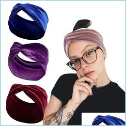 Diademas Color sólido Cross Cross Diadema de cabeza suave Bownot Sports Yoga Stretch Wrap Band Hoops para mujeres Drop entrega de moda Joya DHE6J