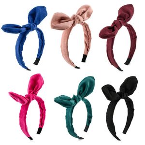 Hoofdbanden Solid Color Wired Bow Bowknot Hair Hoop Plastic hoofdband Hoofdkleding Accessoire voor Lady Girls Women Pack van 6 Drop levering 20 AMPZA