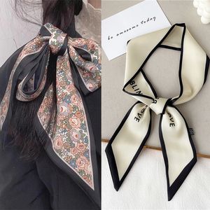 Hoofdbanden vaste letter Haar sjaal Vrouwen Skinny Twill Silk Ribbon Desiger Neck Tie Dames Handtas Wirst Belt Headscarf Accessoires 230328