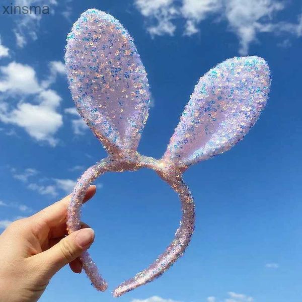 Bandeaux Étincelle oreilles de lapin bandeau pour fille femmes noël cheveux bâton pâques paillettes lapin bandeau discothèque Cosplay fête bandeaux YQ240116